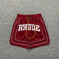 RHUDE Piping Arch Logo Drawstring Athletic Shorts - Maroon / Burgundy