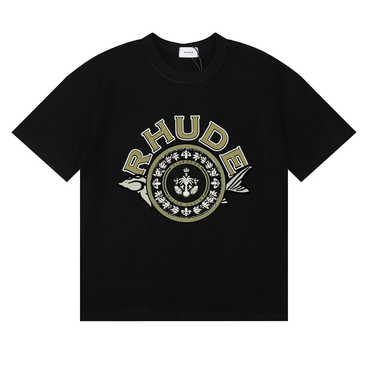 RHUDE Crest & Logo Graphic Print T-Shirt - Black