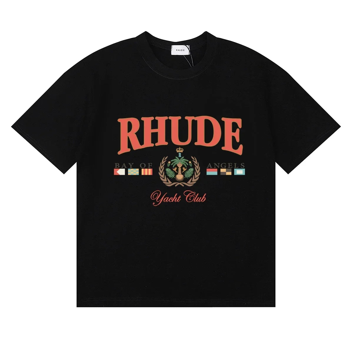 RHUDE "Bay of Angels Yacht Club" Graphic Print T-Shirt - Black